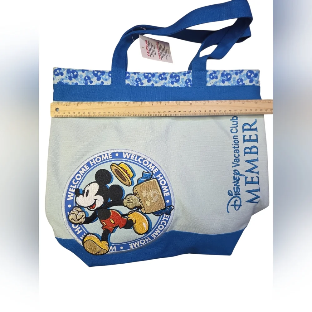 Disney Parks Mickey‎ Mouse Welcome Home Tote Bag Blue Canvas - Picture 6 of 7